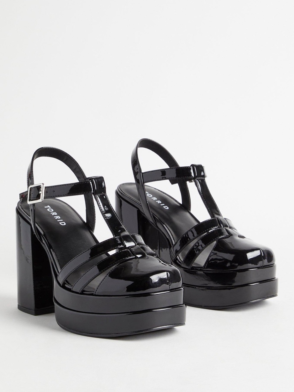 Torrid Black Patent Double Platform Caged Heels Size 9 NWT